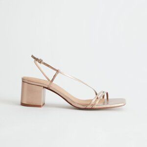 NWT & Other Stories Strappy Gold Block-Heeled Sandals | Size 8